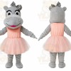 Pink Dress Hippo Mascot Costume