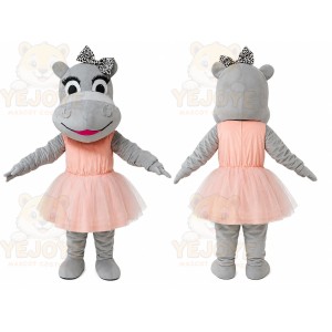 Pink Dress Hippo Mascot Costume