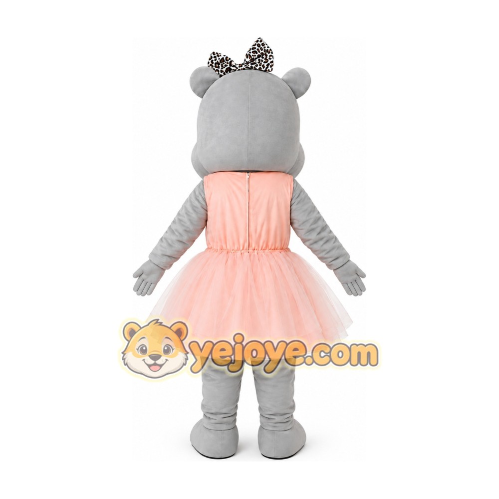 Pink Dress Hippo Mascot Costume