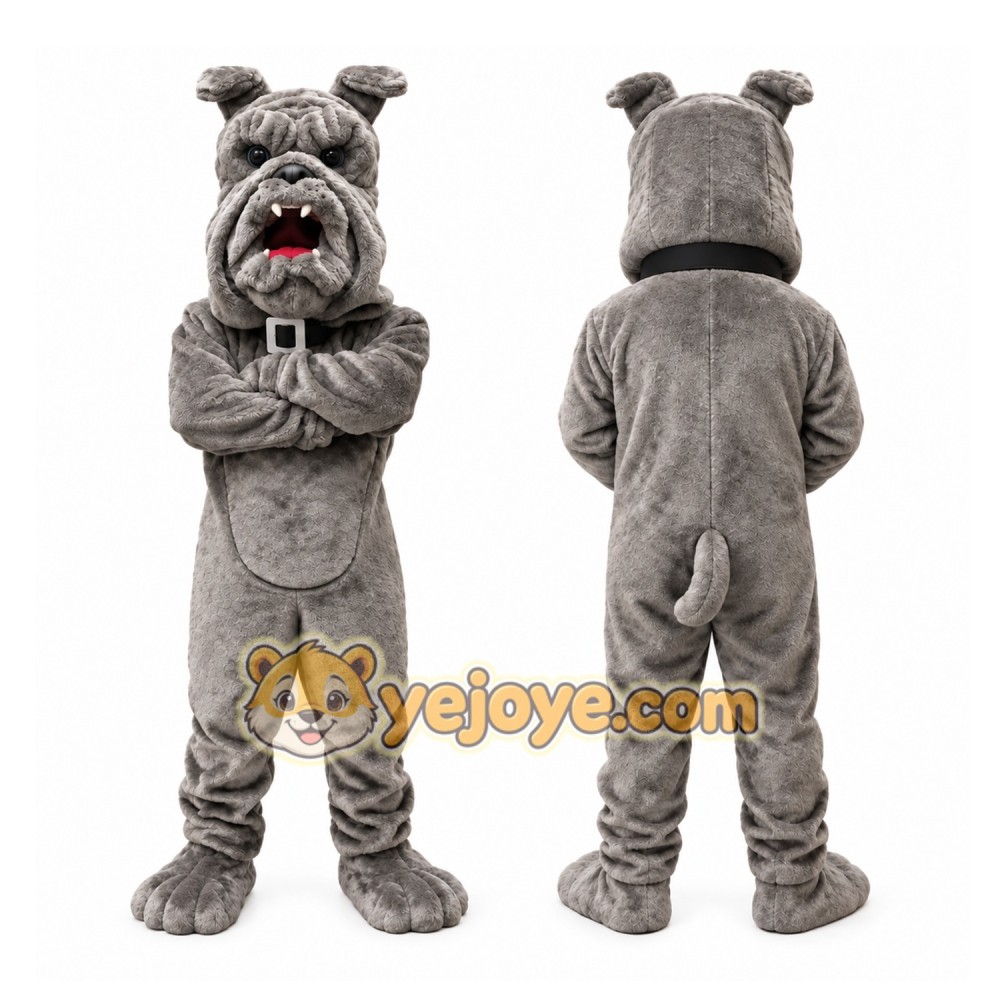 Gray Bulldog Mascot Costume Gray Bulldog Mascot Costume