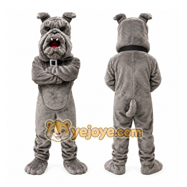 Gray Bulldog Mascot Costume