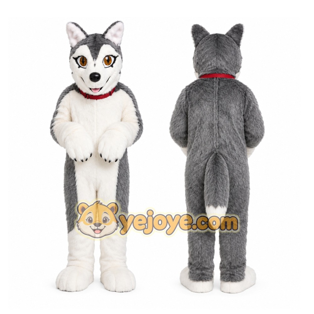 White Husky Mascot Costume