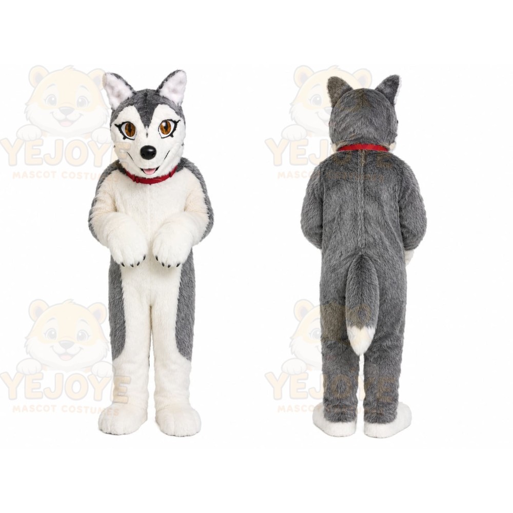 White Husky Mascot Costume