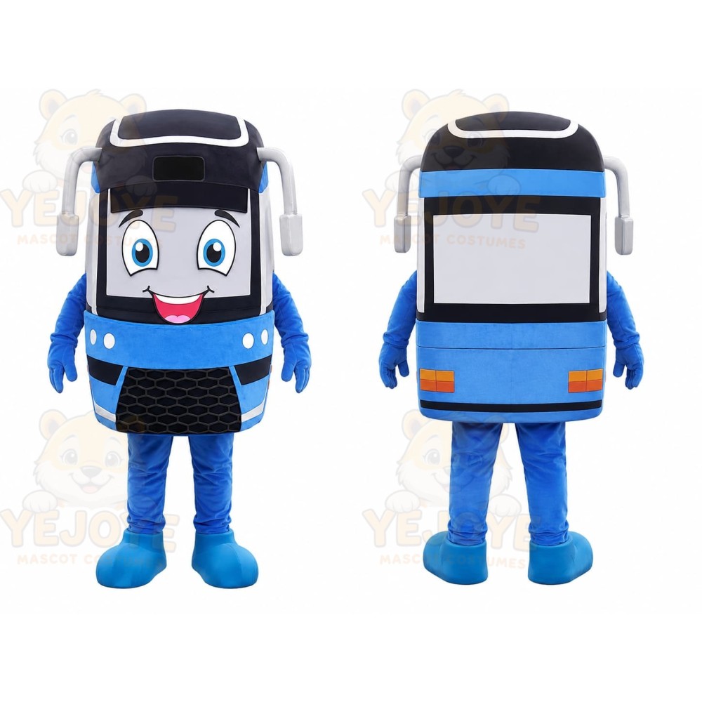 Blue Bus Mascot Costume