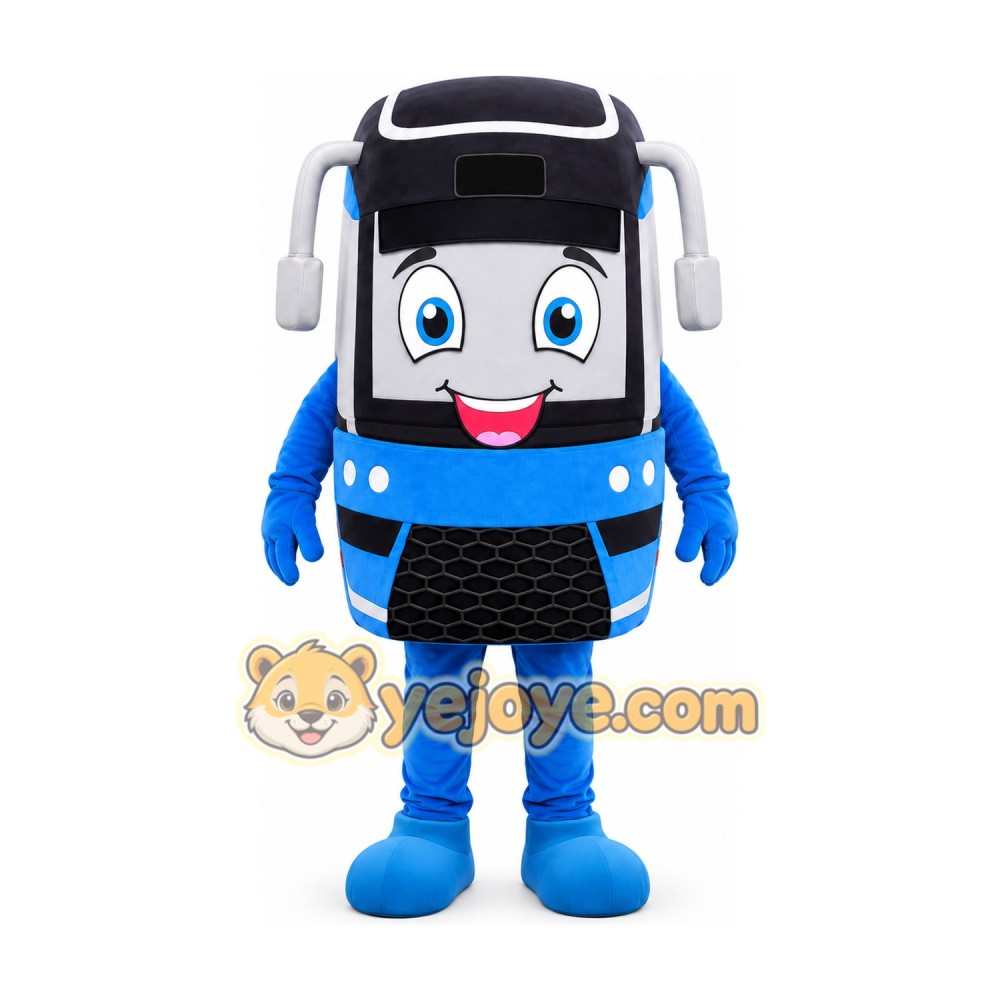 Blue Bus Mascot Costume Blue Bus Mascot Costume