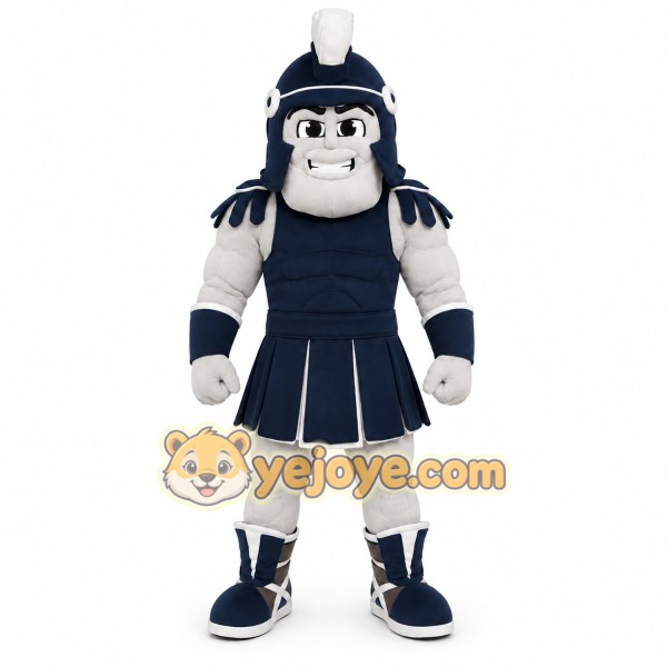 Gray Warrior Knight Mascot Costume