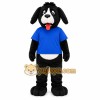 Black Puppy Blue Shirt Mascot Costume Black Puppy Blue Shirt Mascot Costume