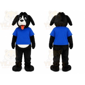 Black Puppy Blue Shirt Mascot Costume