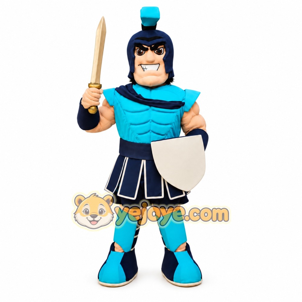 Blue Roman Warrior Mascot Costume Blue Roman Warrior Mascot Costume