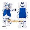 Blue Vest White Tiger Mascot Costume Blue Vest White Tiger Mascot Costume