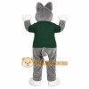 Gray Husky Green Shirt Mascot Costume