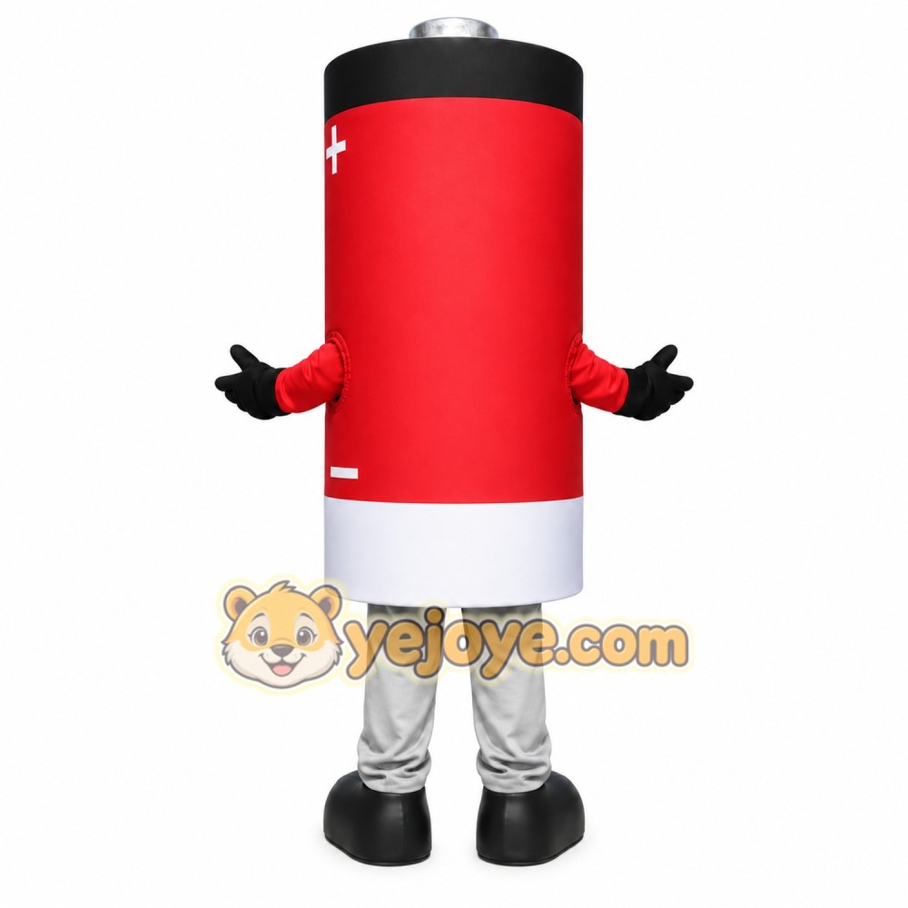 Red Battery Mascot Costume Red Battery Mascot Costume