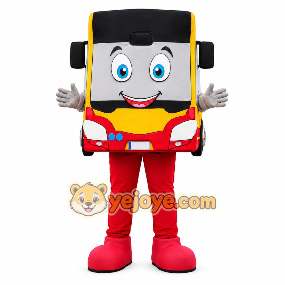 Red Bus Mascot Costume Red Bus Mascot Costume