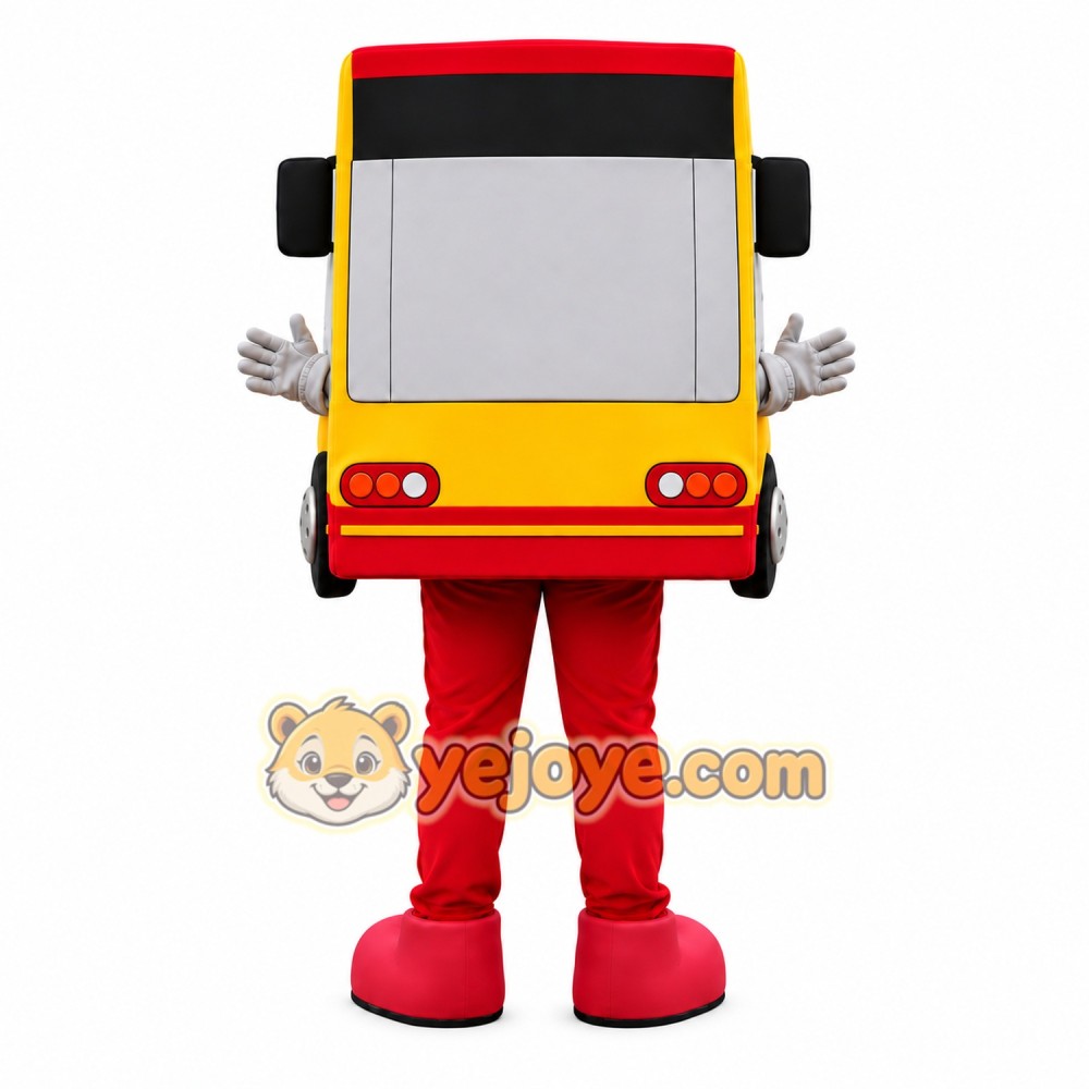 Red Bus Mascot Costume Red Bus Mascot Costume