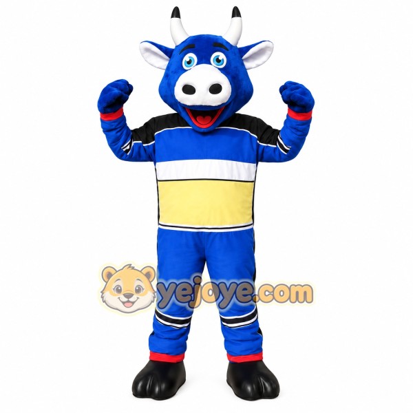 Blue Sports Bull Mascot Costume Blue Sports Bull Mascot Costume