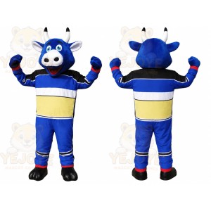 Blue Sports Bull Mascot Costume