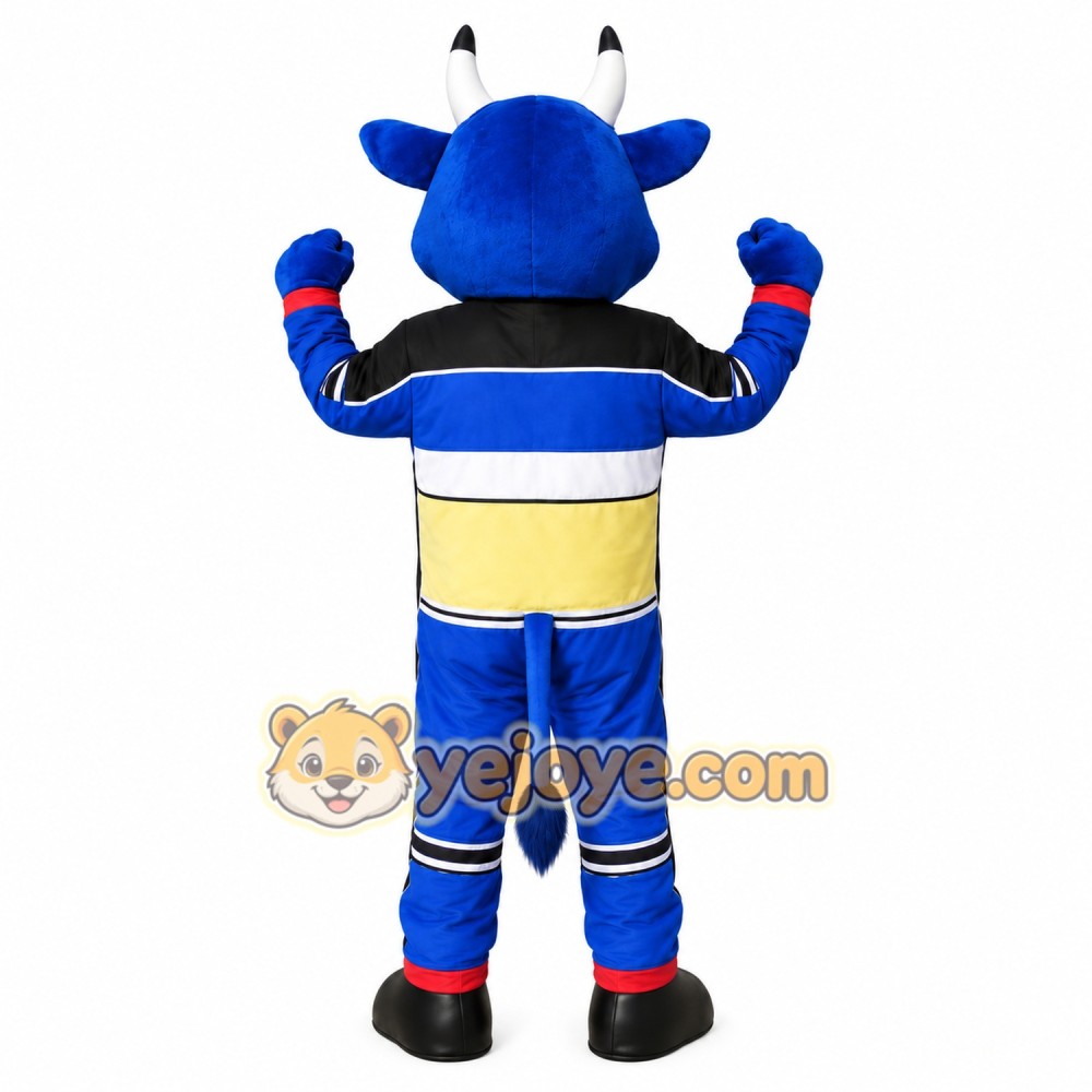 Blue Sports Bull Mascot Costume Blue Sports Bull Mascot Costume