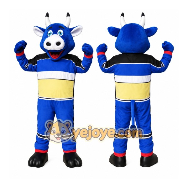 Blue Sports Bull Mascot Costume