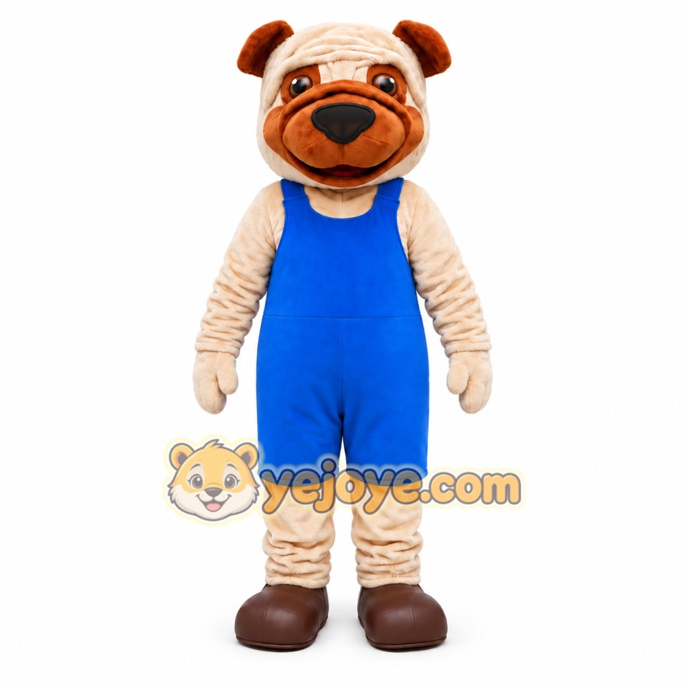 Blue Overalls Dog Mascot Costume