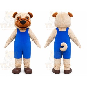 Blue Overalls Dog Mascot Costume