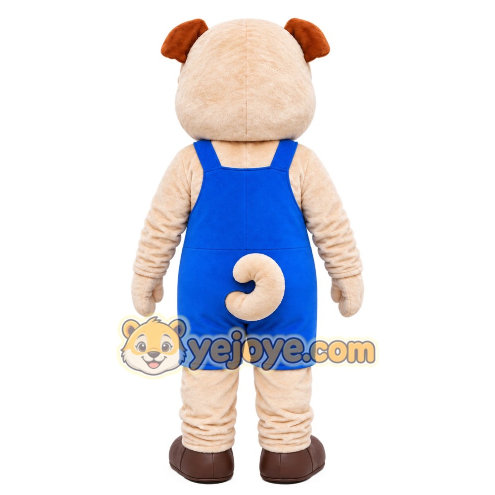 Blue Overalls Dog Mascot Costume