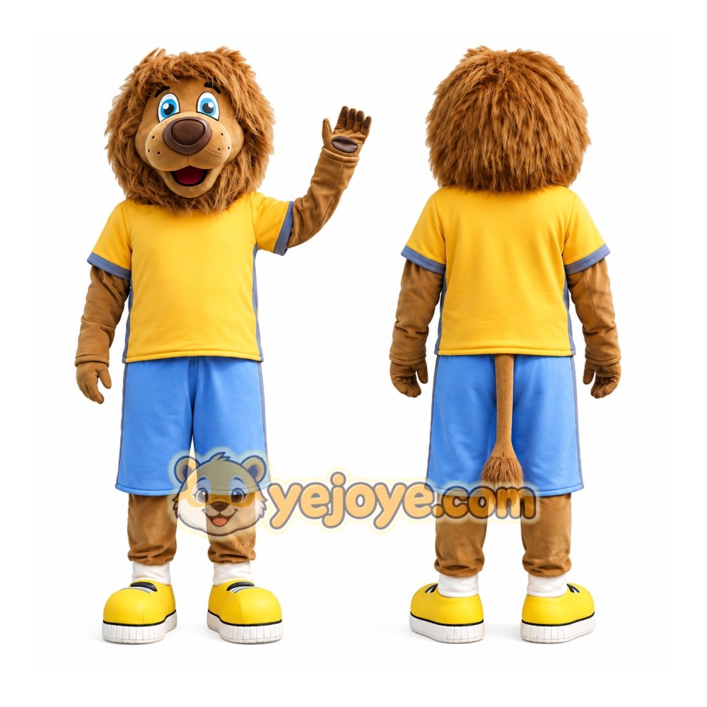 Lion Yellow Shirt Mascot Costume Lion Yellow Shirt Mascot Costume