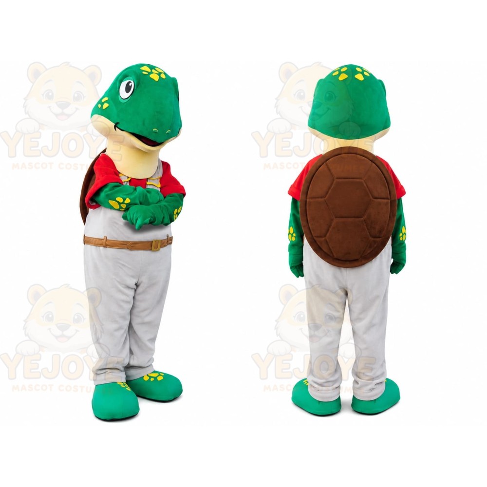 Green Turtle Overalls Mascot Costume