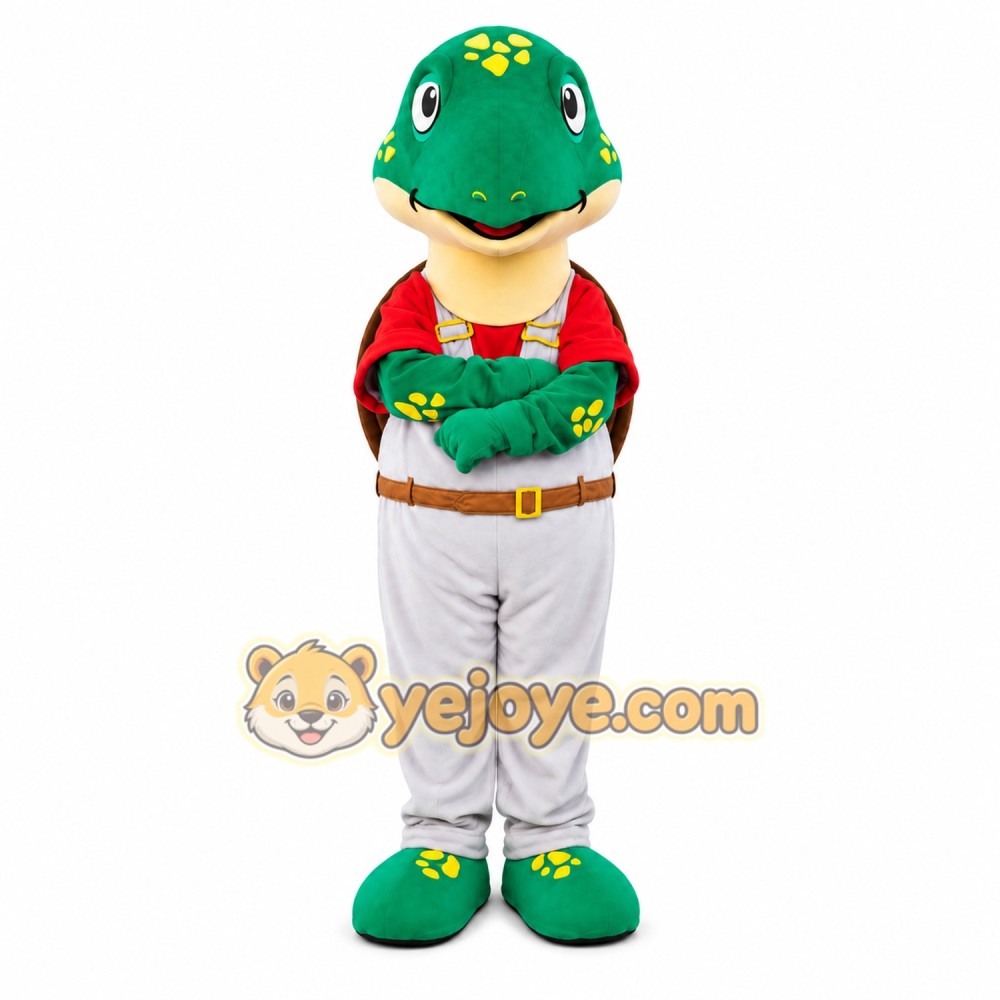 Green Turtle Overalls Mascot Costume Green Turtle Overalls Mascot Costume