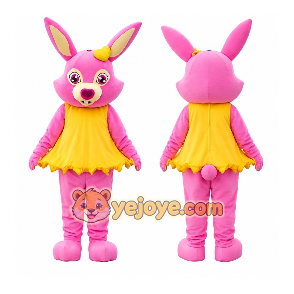 Pink Rabbit Dress Mascot Costume Pink Rabbit Dress Mascot Costume