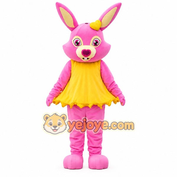 Pink Rabbit Dress Mascot Costume Pink Rabbit Dress Mascot Costume