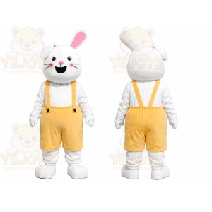 White Rabbit Overalls Mascot Costume