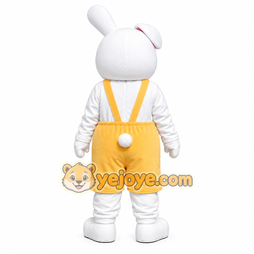 White Rabbit Overalls Mascot Costume White Rabbit Overalls Mascot Costume