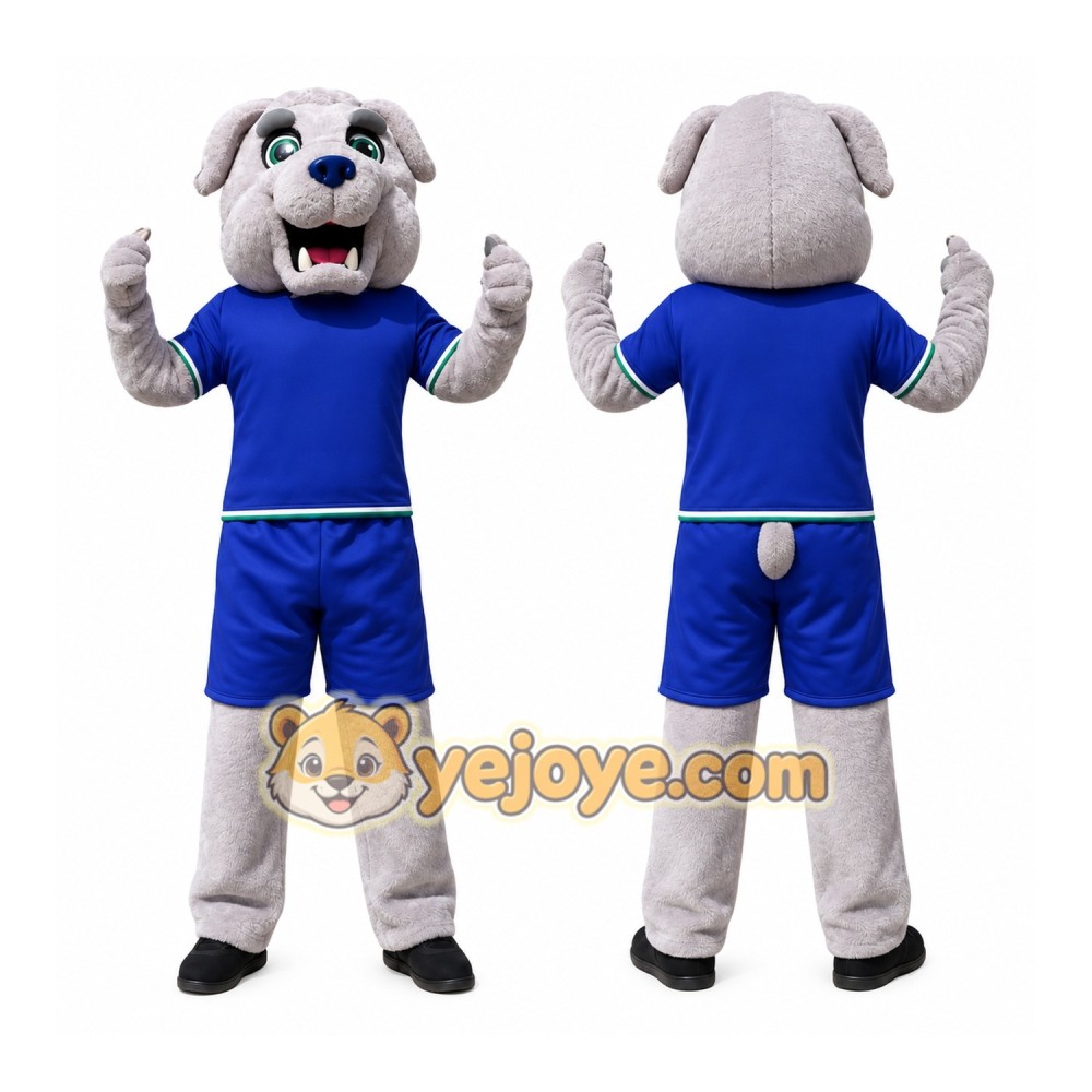 White Dog Blue Suit Mascot Costume