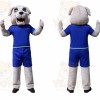 White Dog Blue Suit Mascot Costume