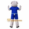 White Dog Blue Suit Mascot Costume