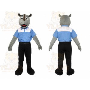 Gray Wolf Blue Shirt Mascot Costume