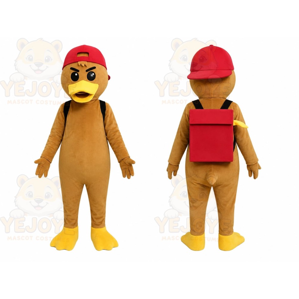 Tan Backpack Duck Mascot Costume