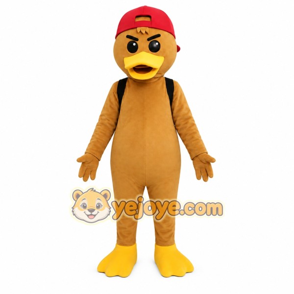 Tan Backpack Duck Mascot Costume Tan Backpack Duck Mascot Costume