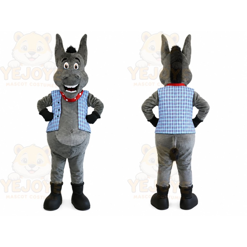 Gray Donkey Vest Mascot Costume
