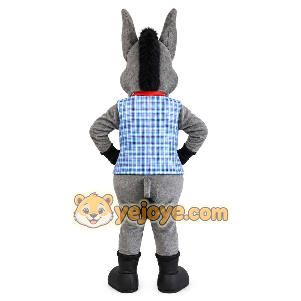Gray Donkey Vest Mascot Costume Gray Donkey Vest Mascot Costume