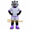 Gray Hippo Purple Shirt Mascot Costume