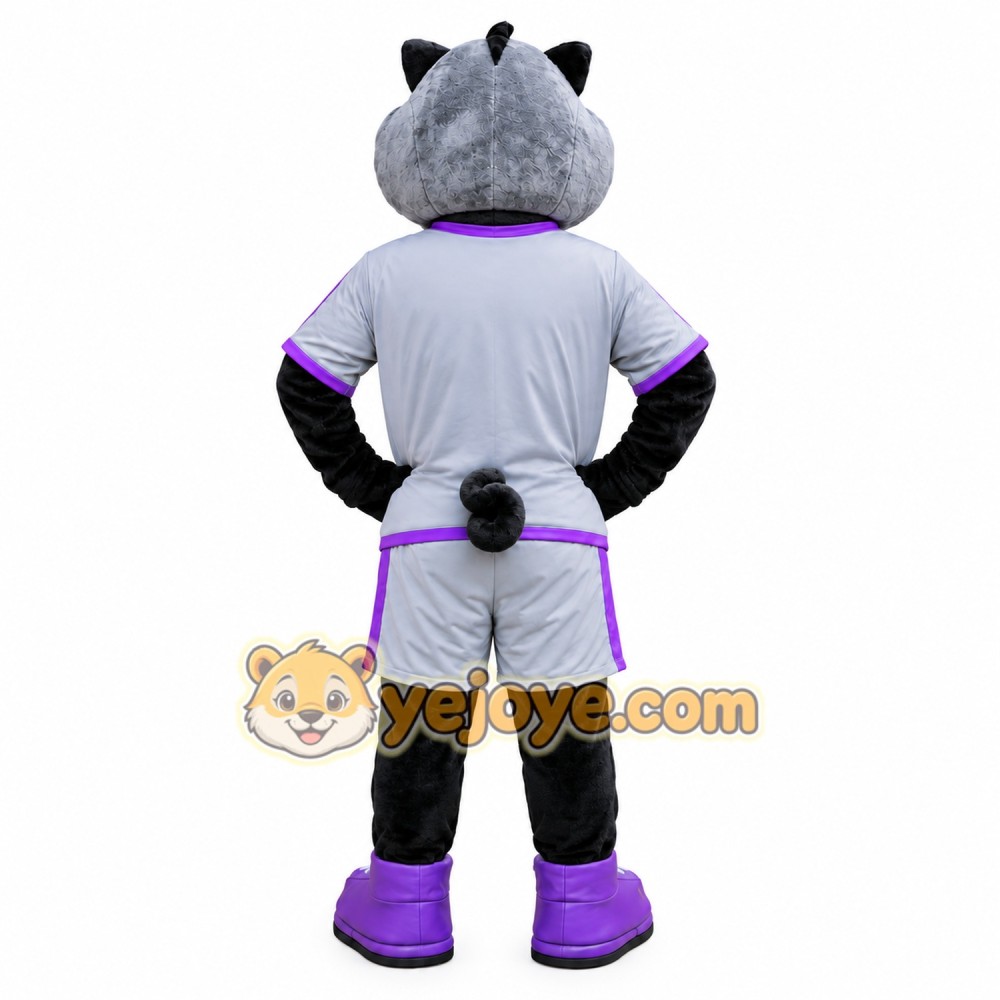 Gray Hippo Purple Shirt Mascot Costume