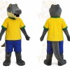 Gray Animal Yellow Shirt Crocodile Mascot Costume
