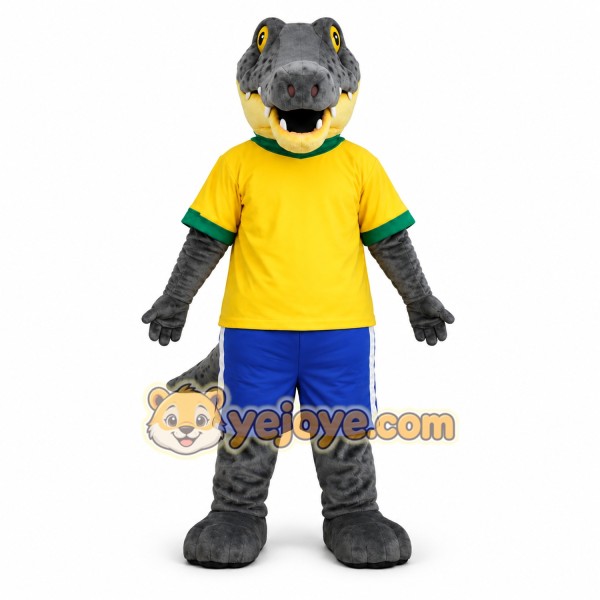 Gray Animal Yellow Shirt Crocodile Mascot Costume Gray Animal Yellow Shirt Crocodile Mascot Costume