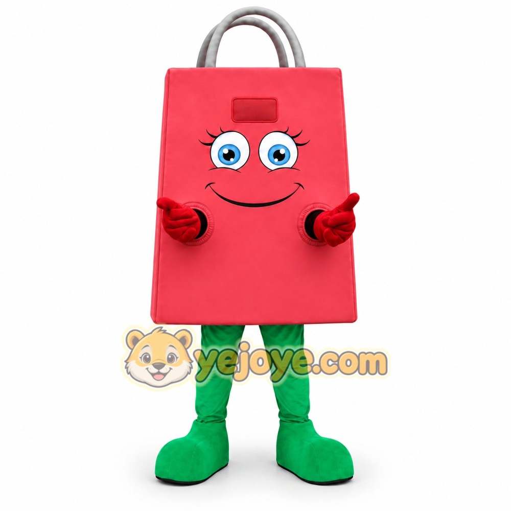 Pink Shopping Bag Mascot Costume Pink Shopping Bag Mascot Costume