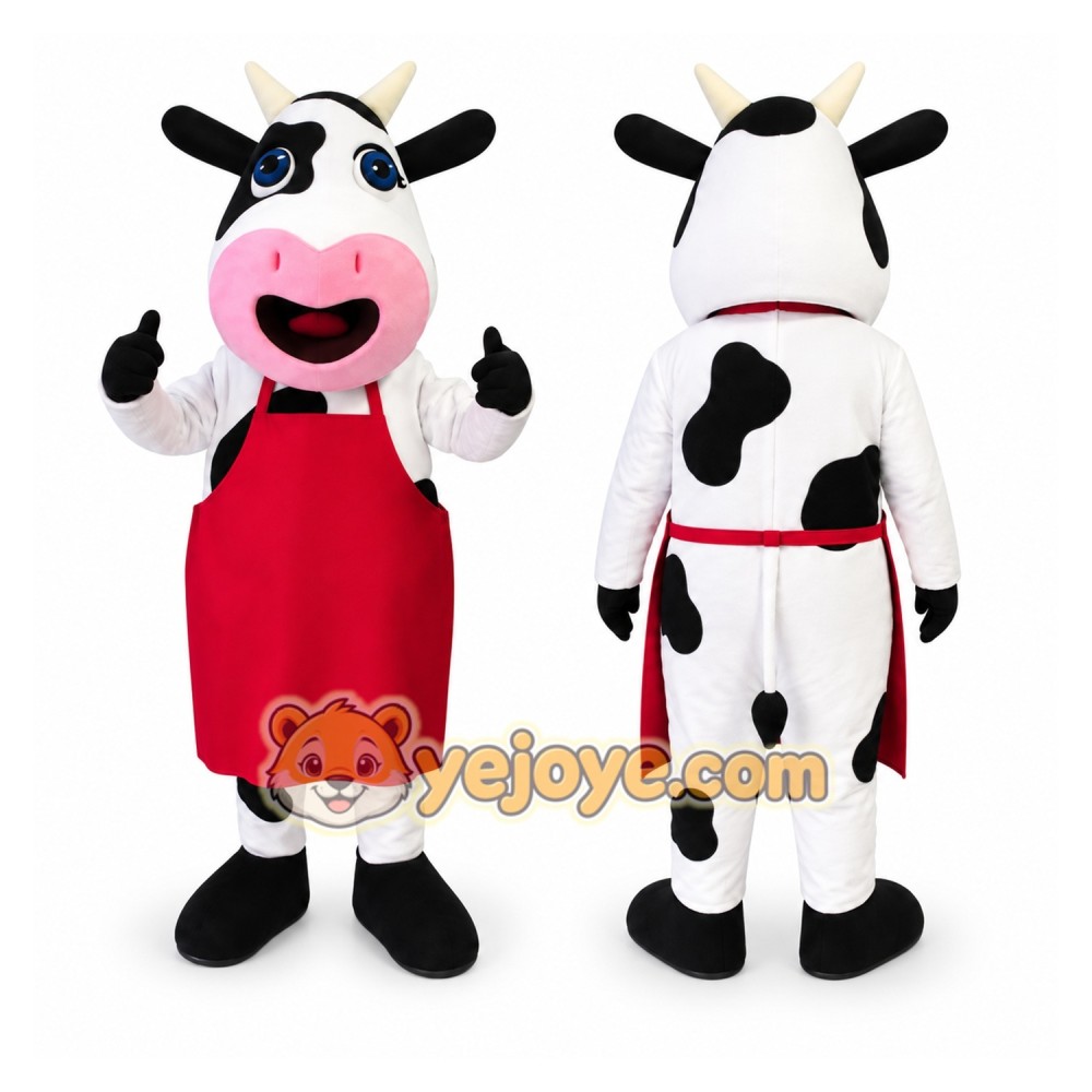 Red Dress Cow Mascot Costume Red Dress Cow Mascot Costume