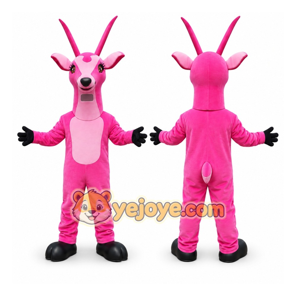 Pink Antelope Mascot Costume