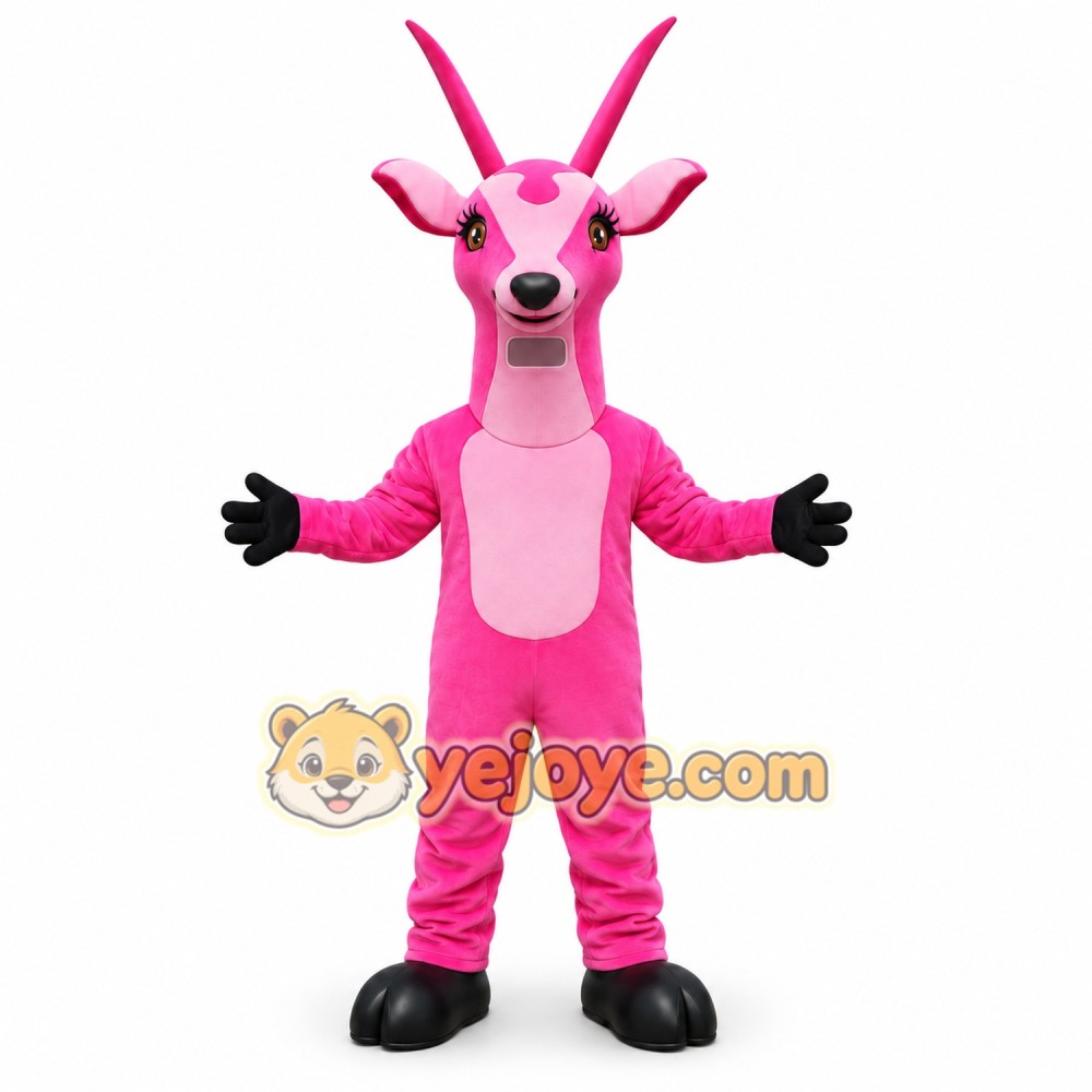 Pink Antelope Mascot Costume