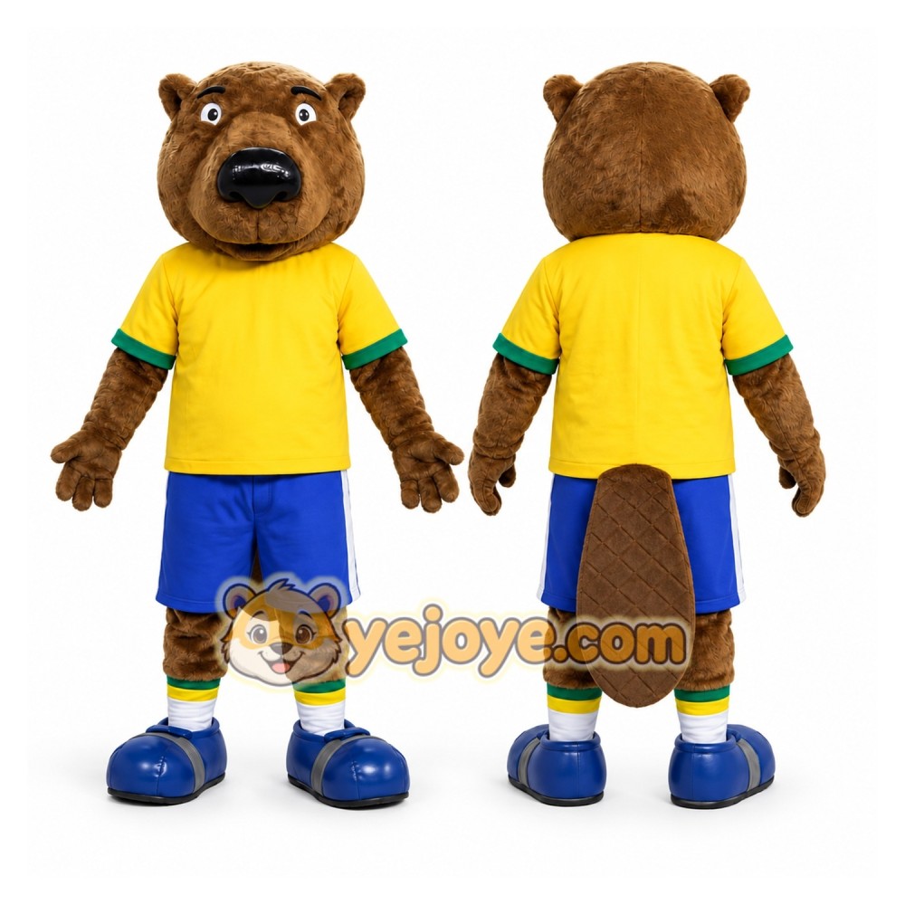 Yellow Shirt Beaver Mascot Costume Yellow Shirt Beaver Mascot Costume
