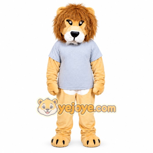 Tan Lion Overalls Mascot Costume